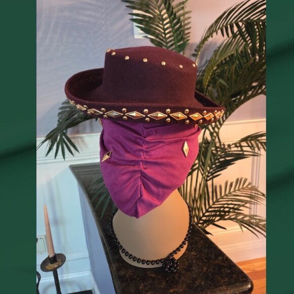 Vintage Embelished Wool Felt Ladies Hat, Perfect For A Lady Who Covers Her Hair